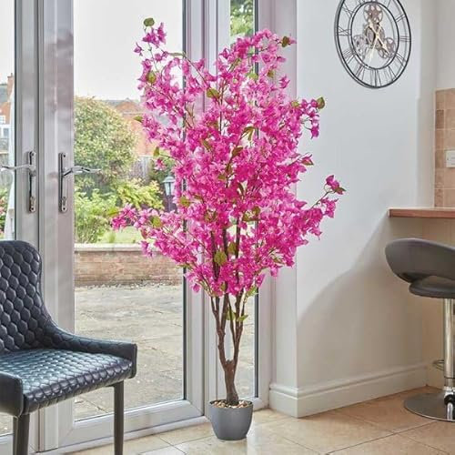 Marco Paul - Albero di ciliegio artificiale da giardino con vaso, 1,4 m, pianta rosa realistica, decorazione per feste di nozze, interni ed esterni, con fiori rosa