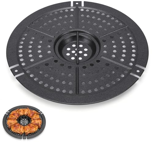 Air Fryer Replacement Grill Pan, 15.5cm Non-Stick Crisper Plate – Compatible with Salter & Most 6.1-Inch Round Air Fryers, PFOA-Free Coating