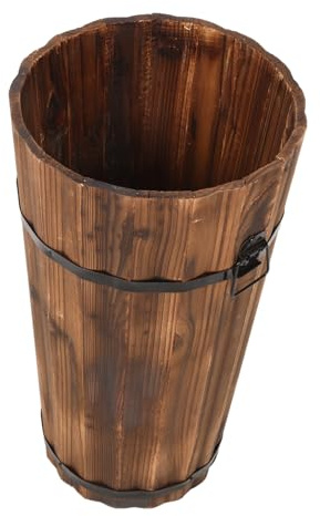 PRETYZOOM Schirmständer Organizer für Kurze Regenschirme und Magazine im Landhausstil aus Karbonisiertem Holz Robuster Regenschirmaufbewahrungseimer für Eingangsbereich und Flur