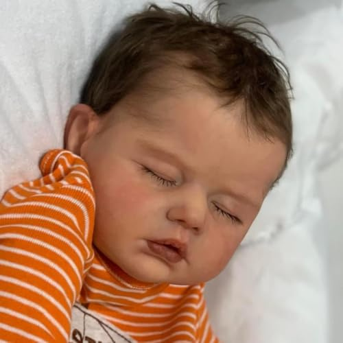 Hengluck docka Reborn verklighetstrogen babydocka 19 tum Reborn baby realistiska dockor mjuk bomullskropp ser ut som en riktig baby (pojkar med slutna ögon)