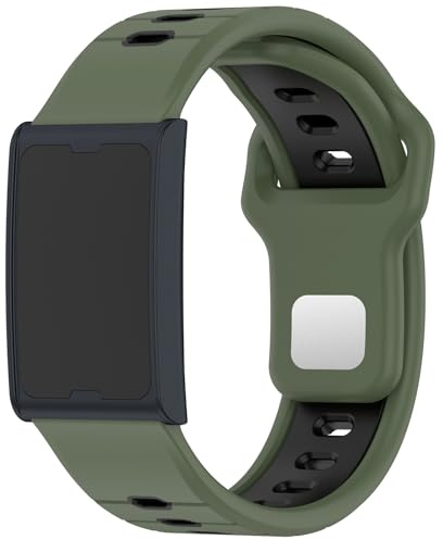 QJONSIU Klockarmband för Amazfit Helio Strap, Andningsbar Sportband i Silikon, Tvåfärgad Rem, Ersättningsrem för Amazfit Helio Strap-Grön/Svart