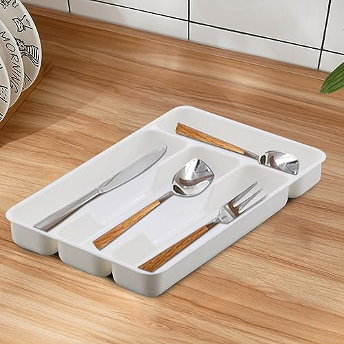 Range-couverts en plastique pour cuillères, fourchettes, couteaux, 4 compartiments, accessoires de cuisine (blanc)