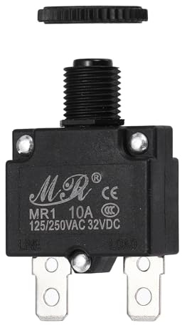 QUARKZMAN Interruttore Termico 10Amp 125/250V AC 32V DC Reset Manuale Nero | Protezione Sovraccarico Circuito, Pulsante