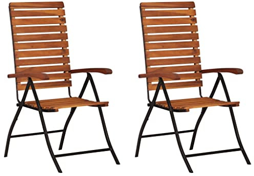 SDWEHO7 Garten-Liegestühle 2er Set, Freizeitstuhl, Outdoor Sessel für Terrasse, Balkon, Veranda, Mesh-Design, Gute Witterungsbeständigkeit, 59 x (73-98) x (97-111) cm Akazienholz Massiv