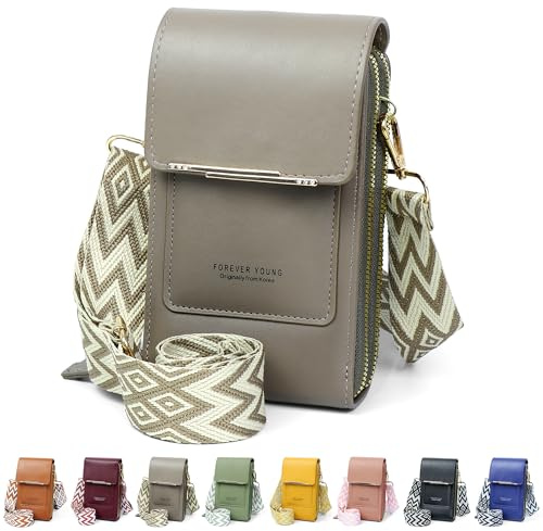 DBPBToU Handytasche zum Umhängen Damen PU Leder | Kleine Umhängetasche Damen, Umhängetasche Damen Klein mit Breitem Verstellbarem Gurt