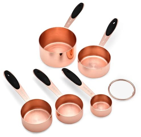 Ensemble de 5/10 tasses à mesurer en acier inoxydable, ustensile de cuisine, cuillère à mesurer en cuivre plaqué or rose, accessoires de cuisine(Big 5pcs set)