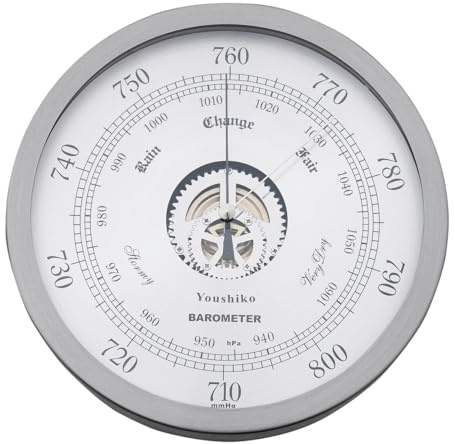 Youshiko Traditional Barometer, Stainless Steel Surround Weather Forecaster, 2026 Version (Silver)