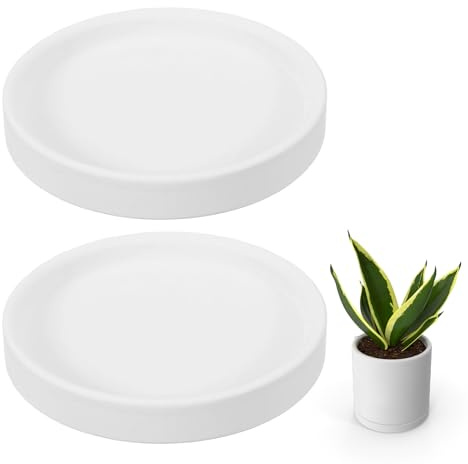 QUARKZMAN 2 Stk Runde Pflanzenuntersetzer 4 Inch Keramik Pflanzenteller Für Töpfe Stabile Blumentopfuntersetzer Für Innen Und Außen Weiß