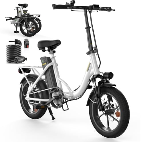Finbike 16 Zoll E Bike Klapprad Herren und Damen, 250W Motor Ebike mit Max Reichweite von 45-88KM und Einer Geschwindigkeit von 25km/h, 374.4Wh Akku Elektrofahrräder, E Fahrrad für Erwachsene
