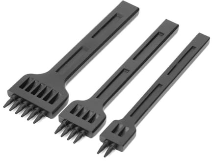 3 punzones de cuero con cincel de 2/4/6 puntas, juego de punzones de mano para manualidades de cuero para costura DIY, distancia central de orificio a orificio de 4 mm, acero