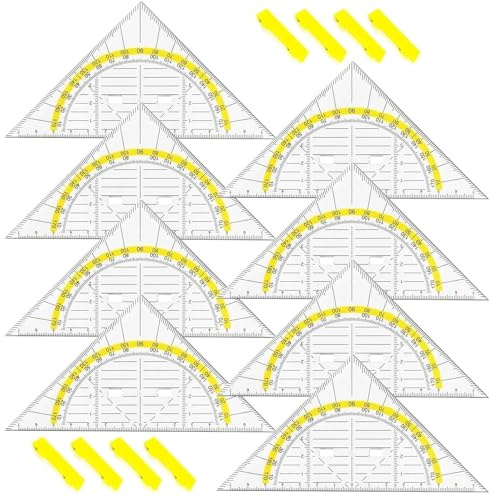 KNUIUYY 8 Stück Geodreieck Mit Griff, Geodreieck Set, 15,7cm Kleines Geodreieck, Mit Winkel Als Winkelmesser, Multifunktional Für Professionelle Zeichnung/Malerei