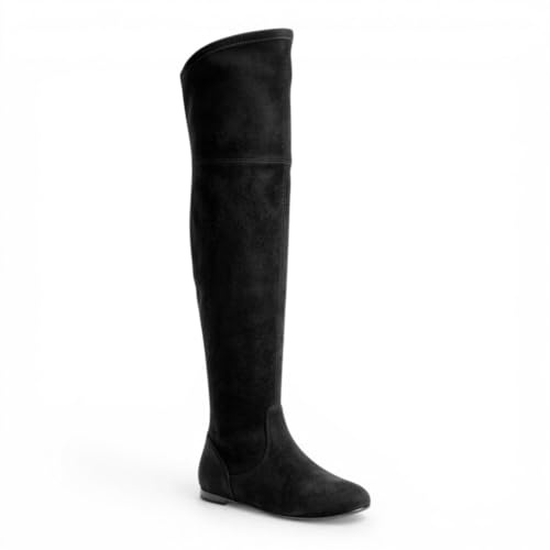 Forever Link Women Over the Knee Thigh High Flat Boots Selena 78 Suede Black 10