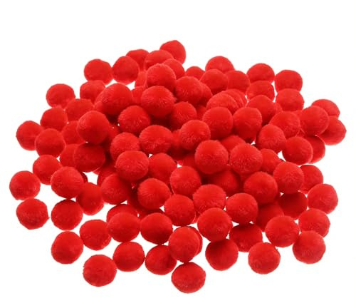 Fesnova 200 Stück Pompons Rot, 15mm Bommel zum Basteln Rot, für Handwerk DIY, Dekorative Verzierungen, Girlanden Filzkugelteppich