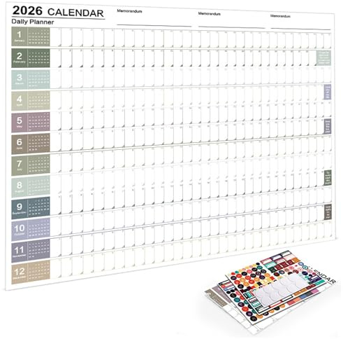 Kalender 2026 Wandkalender Groß,the Big Ass Calendar,Jahreskalender,Jahresplaner Abwischbar,Abwischbarer Wandkalender,Kalender Poster,Monatsplaner,Kalenders Wand (I)