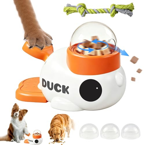 2 in 1 giocattolo interattivo per cani, Slow Feeder, forma d'anatra, distributore interattivo, giocattolo per cani, intelligenza, riduce la flatulenza, favorisce una dieta sana per animali domestici