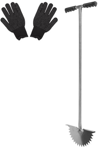 HOODANCOS Outil de Pelouse Coupe-Bordures à Dents de Scie Demi-Lune, Poignée en T Ergonomique, pour Bordures de Jardin et Entretien Extérieur, Outil Manuel de Jardinage Polyvalent, 1 Pièce