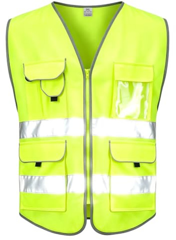 Reflexväst för män och kvinnor, säkerhetsvästar för vuxna, arbetsvästar, punkteringsreparationsväst, cykelväst med dragkedja, cykelsäkerhetsväst med fickor, arbetskläder med hög synlighet