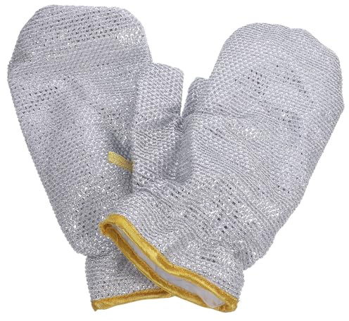 GALPADA 1 Pair Bamboo Fiber Kitchen Glove with Protective Barrier and Easy to Clean Features, Silver Long Dishwashing Gloves for Washing Dishes and Kitchen Activities