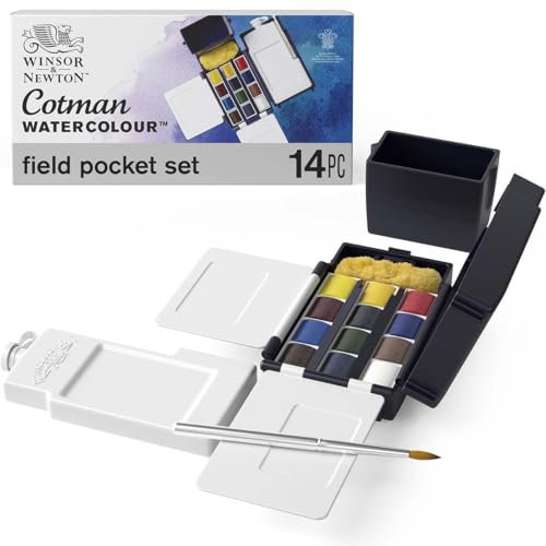 Winsor & Newton Cotman Aquarelle Set De Poche D'Exterieur 12 Demi-Godets