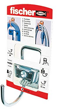 Fischer Gancio Muro RH Tondo Ideale per Prolunghe, Canna dell'Acqua, Tubi Flessibili ad Aria Compressa e corde, 78004, Lunghezza gancio 80 mm