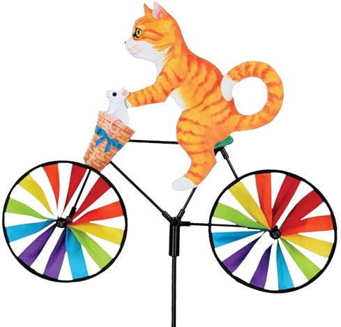 Premier Kite PK26853 Wetterfahne Katze auf Fahrrad, mehrfarbig, 40,6 x 8 x 110 cm
