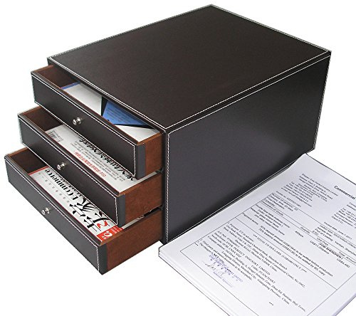 KINGFOM™ Holzstruktur Leder Schubladenbox (Stile B - Braun)