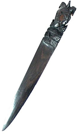 Brieföffner aus Ebenholz, geschnitzt, Schildkröten-Design, handgefertigt in Afrika, Fair Trade, Schwarz