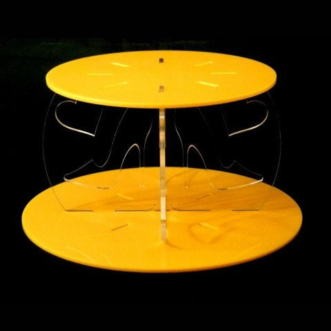 High Heel and Heart Design Round Single Tier Cake Stand - Yellow - Base 30 cm, Top 28 cm