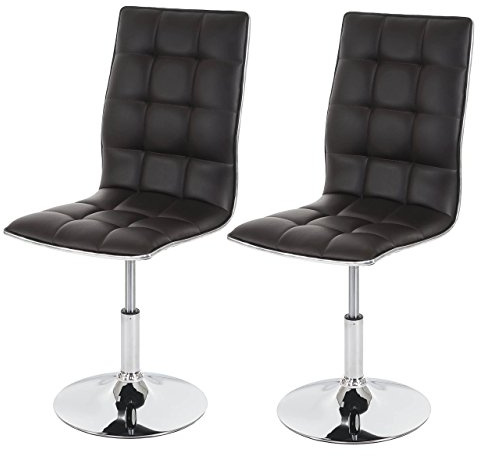 Mendler 2er-Set Esszimmerstuhl HWC-C41 Kunstleder FSC® - braun | Stuhl, Küchenstuhl, höhenverstellbar drehbar