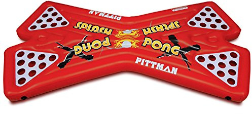 Pittman Outdoors Floating Beer Pong Table - Splash Pong Inflatable Table with Glow in The Dark Cup Holders, 2 or 4 Person