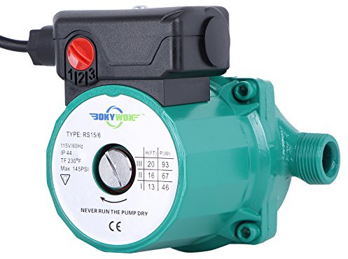 BOKYWOX 110V NPT3/4'' 3-Speed Domestic Hot Water Circulation Pump 93W Recirculating Circulating Circulator Pump for Solar Heater/Faucet(RS15/6G)