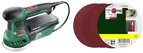 Ponceuse excentrique filaire Bosch - PEX 300 AE (270W), Vert & Bosch 2607019497 Lot de feuilles abrasives pour Ponceuse excentrique Grain 80 - 120 125 mm 25 pièces