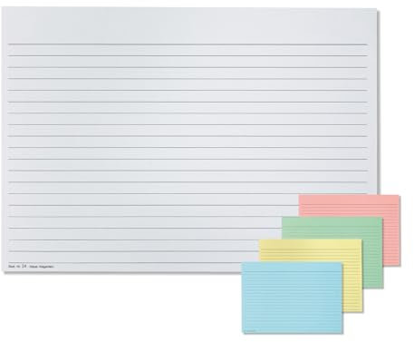 Meyer-Wagenfeld | 100 große Karteikarten DIN A5 liniert, quer | Einlegekarten für Karteitaschen | 190g/m² starker Karton | Farbe: weiß