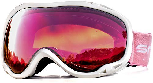 HUBO SPORTS OTG Snowboard Goggles for Men Women Adult,Ski Snowboard Goggles of Dual Lens with Anti Fog for UV Protection for Girls(WBRose)
