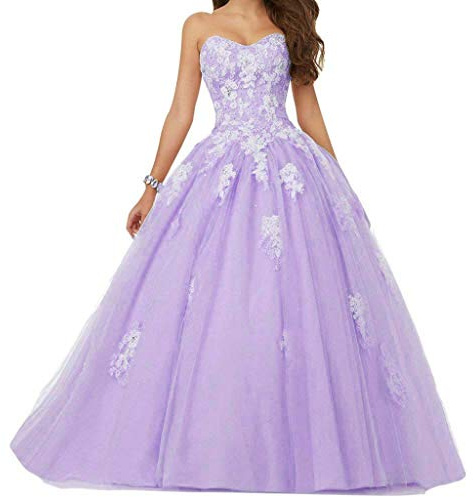 Vantexi Vestido de mujer de encaje de tul línea A vestido de baile largo vestidos de noche vestidos de novia vestidos de quinceañera