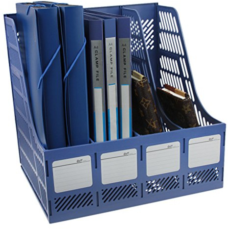 RUIXIB Stehsammler Zeitschriftensammler Abnehmbar Lagerregal Stehordner aus bunte Kunststoff DIY Archivsammler Katalogsammler Schreibtischorganizer mit 4 Fächer für Magazin Buch Notizbuch