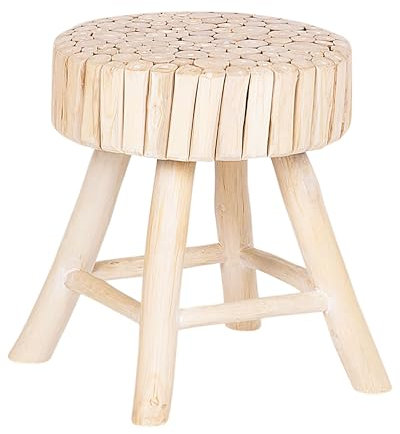 Beliani Moderner Nachttisch aus Teakholz Hellbraun Hocker Landhausstil Nampa