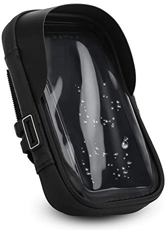 Cadorabo 6.0“ Zoll Handy Fahrradtasche in SCHWARZ – Rahmentasche mit Handyhalter für Smartphones bis 6 Zoll wasserfest mit Touchscreen, Sonnenblende, Kopfhörerloch - Fahrrad Lenker Oberrohr Tasche