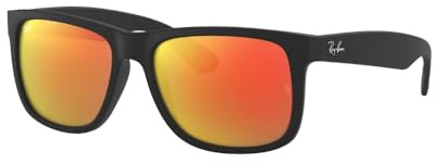 Ray-Ban JUSTIN (RB 4165) - Occhiali da sole Schwarz (Gestell: Schwarz, Gläserfarbe: Rot Verspiegelt 622/6q) Large (Herstellergröße: 54)