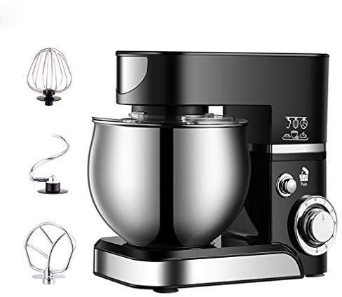 QREZ Impastatrice Planetaria Professionale, Multifunzione Robot da Cucina Impastatrice Planetaria Offerta 1200W Ad Alta Potenza Robot da Cucina capacità 5 Litri 6 velocità,Nero