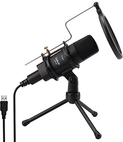 Daffodil MCP200 - Micro Condensateur USB Omnidirectionnel avec Trépied et Filtre Anti-Pop - Microphone PC Mac Professionnel avec Pied Enregistreur Podcast Gamer Studio Stream Ordinateur ASMR - Noir