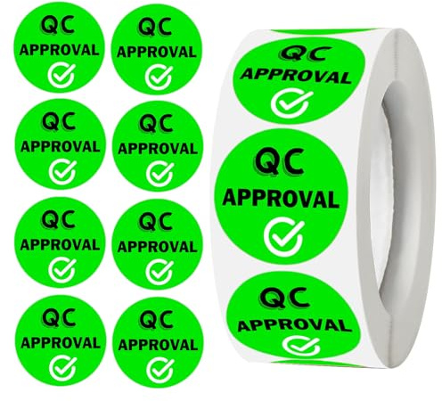 Etichette approvate QC per il controllo di qualità Etichette di approvazione QC da 1 pollice Adesivi per il controllo della qualità dell'inventario verde fluorescente Adesivi per il controllo di