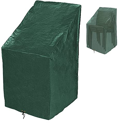 RICHIE Garden Stacking Chair Cover, Outdoor Garden Chair Covers Waterproof Reclining Chair Cover, Patio Chair Covers 68x96x110/150cm, Anti-UV All Weather Chair Cover Green Polyethylene Furniture Cover