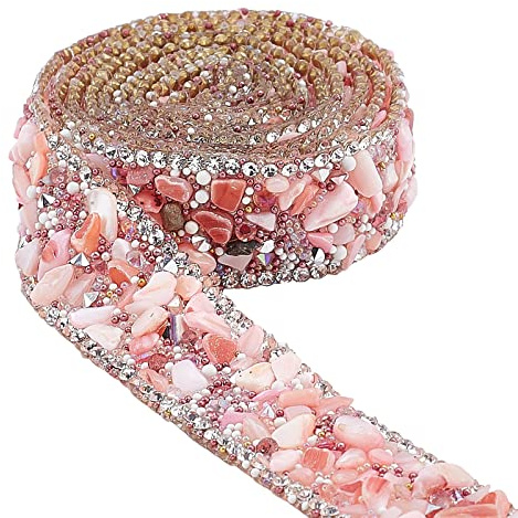 PandaHall - Cinta de diamantes de imitación de cristal de 1m con cuentas de piedras preciosas para planchar con borde de cadenas de eslabones para bricolaje, boda, vestido de novia, zapatos,