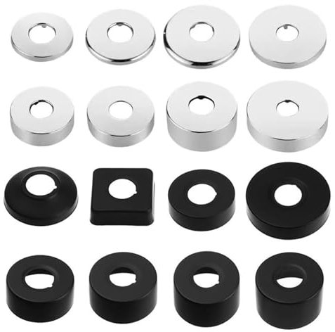 2 rosette di copertura nere Ø 25 mm (3/4), copertura per tubi, rosette filettate, rosette per rubinetti, rubinetti, radiatori (nero, 80 x 20)