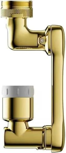 Rubinetto Rotante 1440 Gradi, Aeratore Rubinetto Ruotabile, Soffione Doccia Regolabile in 2 Modalità,Spruzzatore, per Attacco Prolunga Rubinetto Lavello Cucina Bagno (Oro)