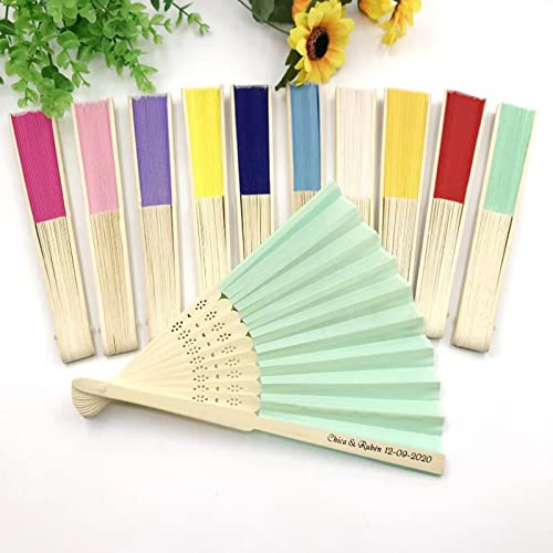 gors Handfächer, personalisierbar, graviert, Hochzeits-Handfächer, Geschenk mit Organza-Beutel, individuelle Namen für Gastgeschenke, Gastgeschenke (20 Stück)