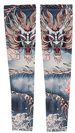 Cooling Arm Sleeves, Art Arm Fake Tattoo Sleeves Cover, Moisture Wicking Gloves to Cover Arm, UV Sun Sleeves Ice Silk UPF50 Moisture Wicking Tattoo Pattern Arms Cooling Covers