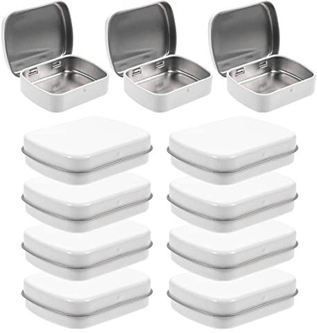 LALAFINA 10pcs Mini Portable Storage Box Versatile Tin Case for Jewelry Beads and Nail Art Supplies Compact and Easy to Carry for Travel and Everyday Organization with Hinged Lid