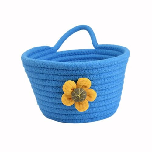 Aufbewahrungskorb Baumwollseil Geflochten,Korb Aufbewahrung Körbchen Wickeltisch Organizer,Korb Aufbewahrung Aufbewahrungsbox Für Deko Schlafzimmer Wohnzimmer und Waschküche,Blau